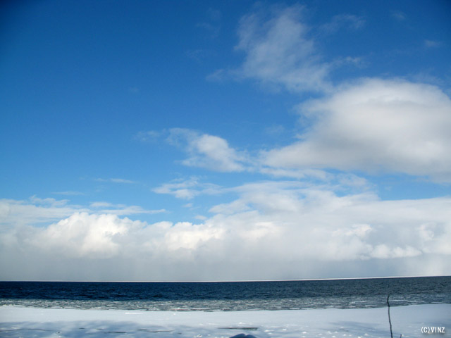 雪景色 北海道 冬 オホーツク海 オホーツクライン